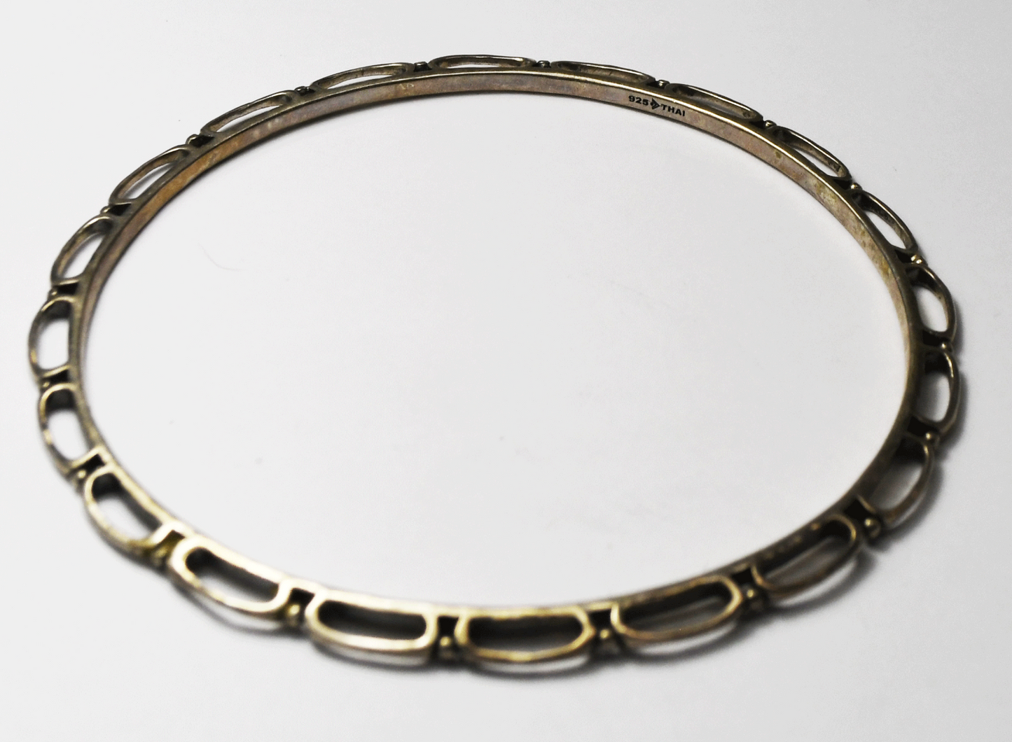 Sterling Silver Silpada Extra Large Bangle Hoop Dot Edge Bracelet 5mm