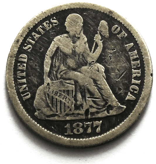 1877 CC 10c Seated Silver Dime Ten Cents Carson City