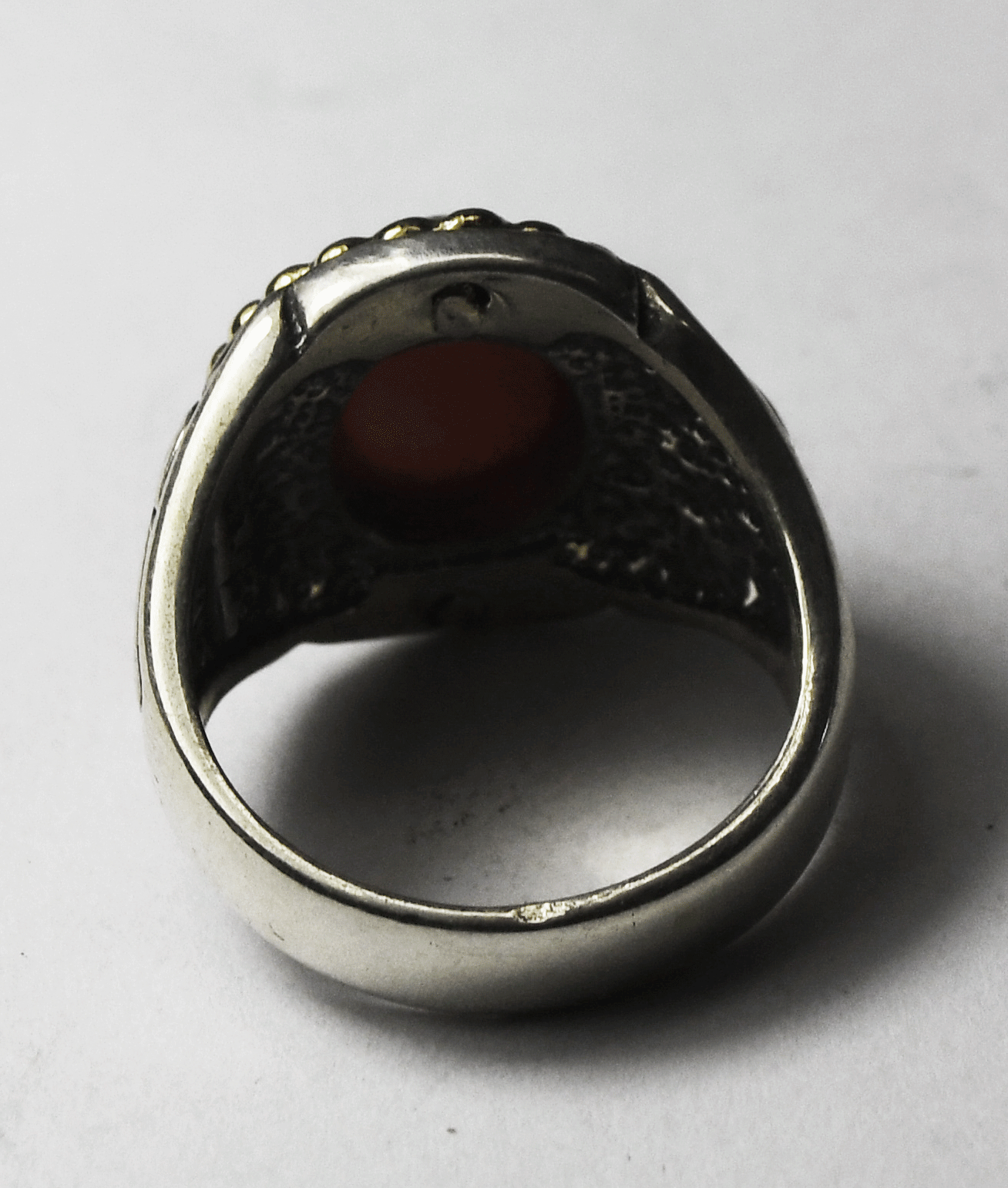 Sterling Silver Carolyn Pollack Carnelian Oval Two Tone Ring 18mm Size 8