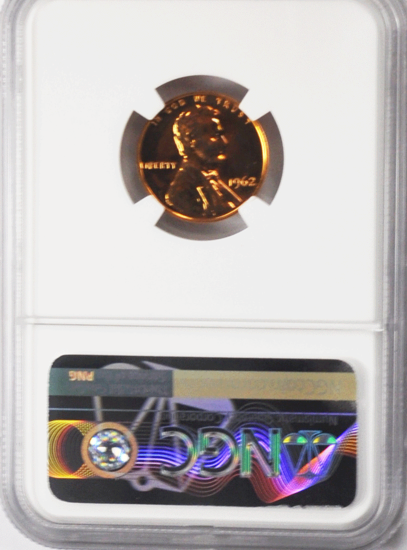 1962 1c Proof Lincoln Memorial Cent One Penny NGC PF67 RD Mint Error Struck Thru