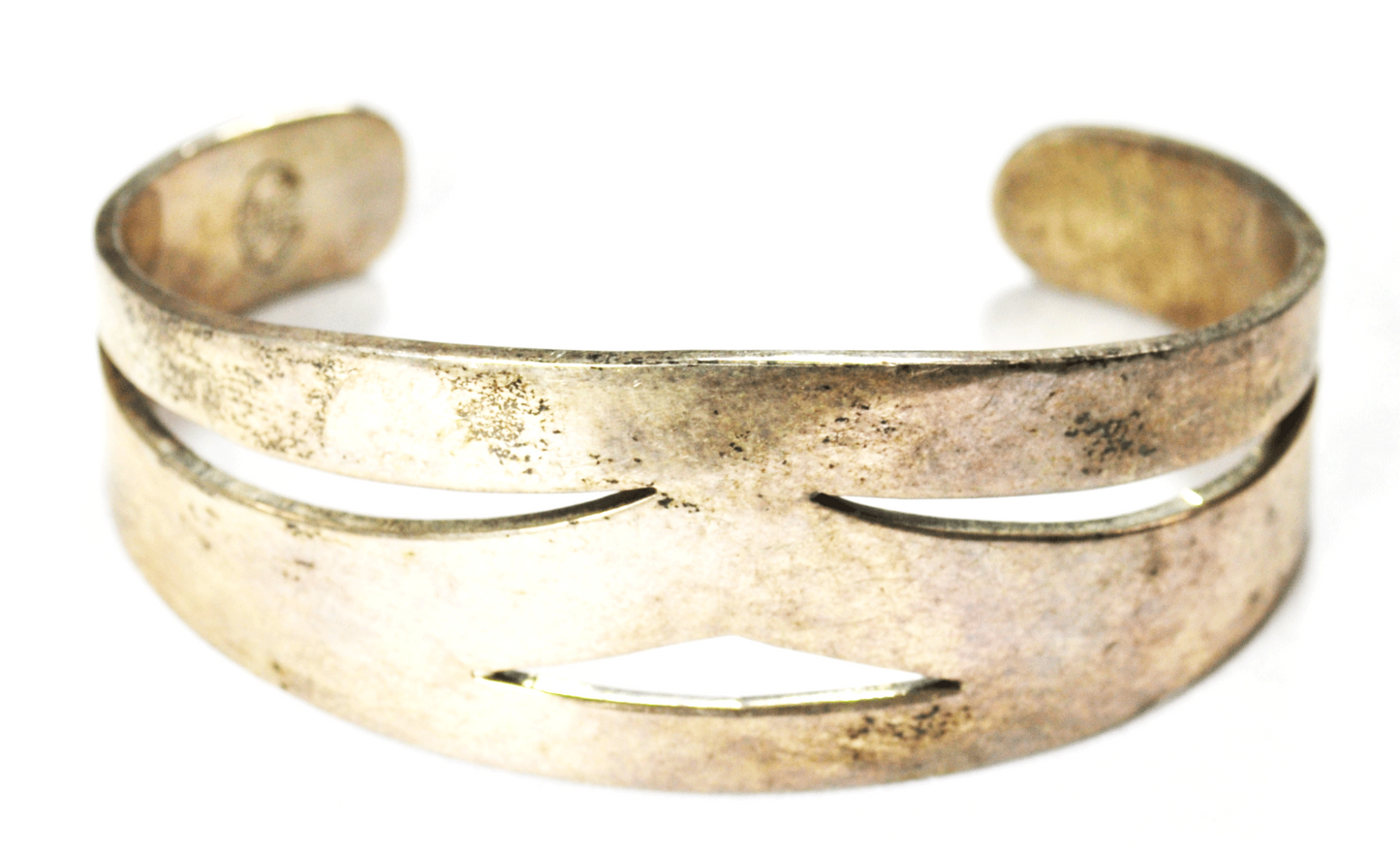 Sterling Silver Citlal Castillo Heavy Cut Out Cuff Bracelet 26mm 48.5g 6-3/8"