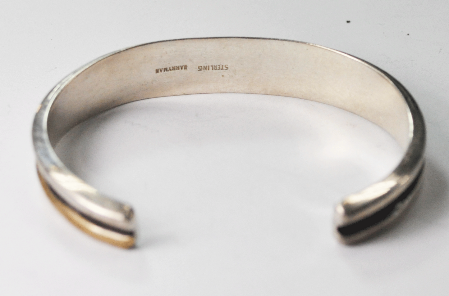 Sterling Silver Harryman Heavy Striped Cuff Stepped Bracelet 12mm 6-1/4"