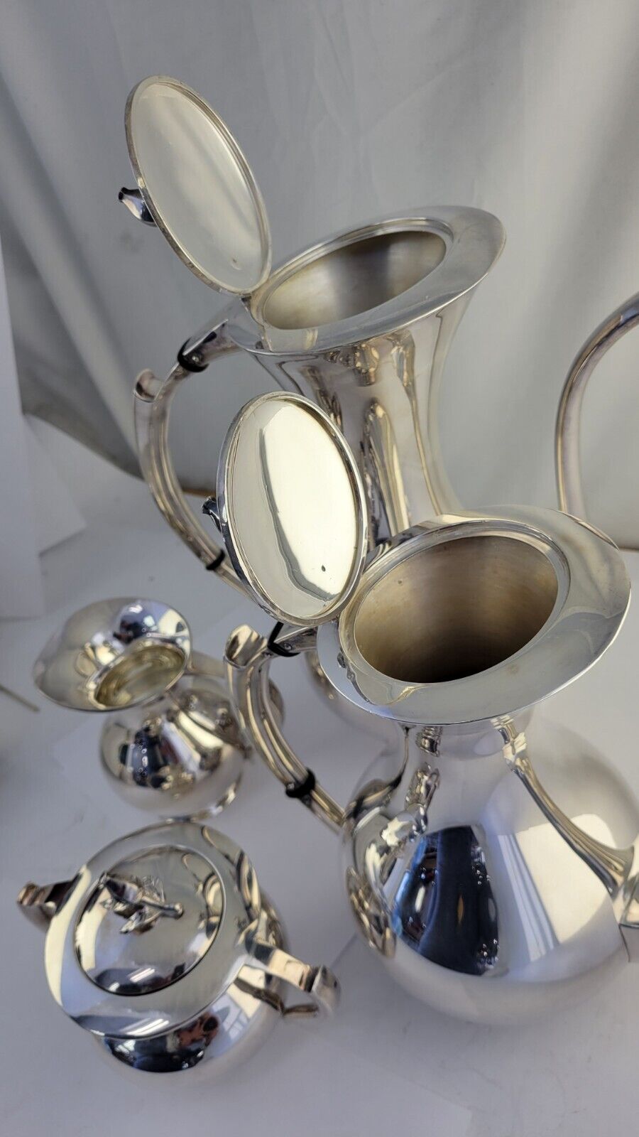 Mid-Century Sterling Silver 5pc. Traveling Tea & Coffee Service Set w/Suitecase