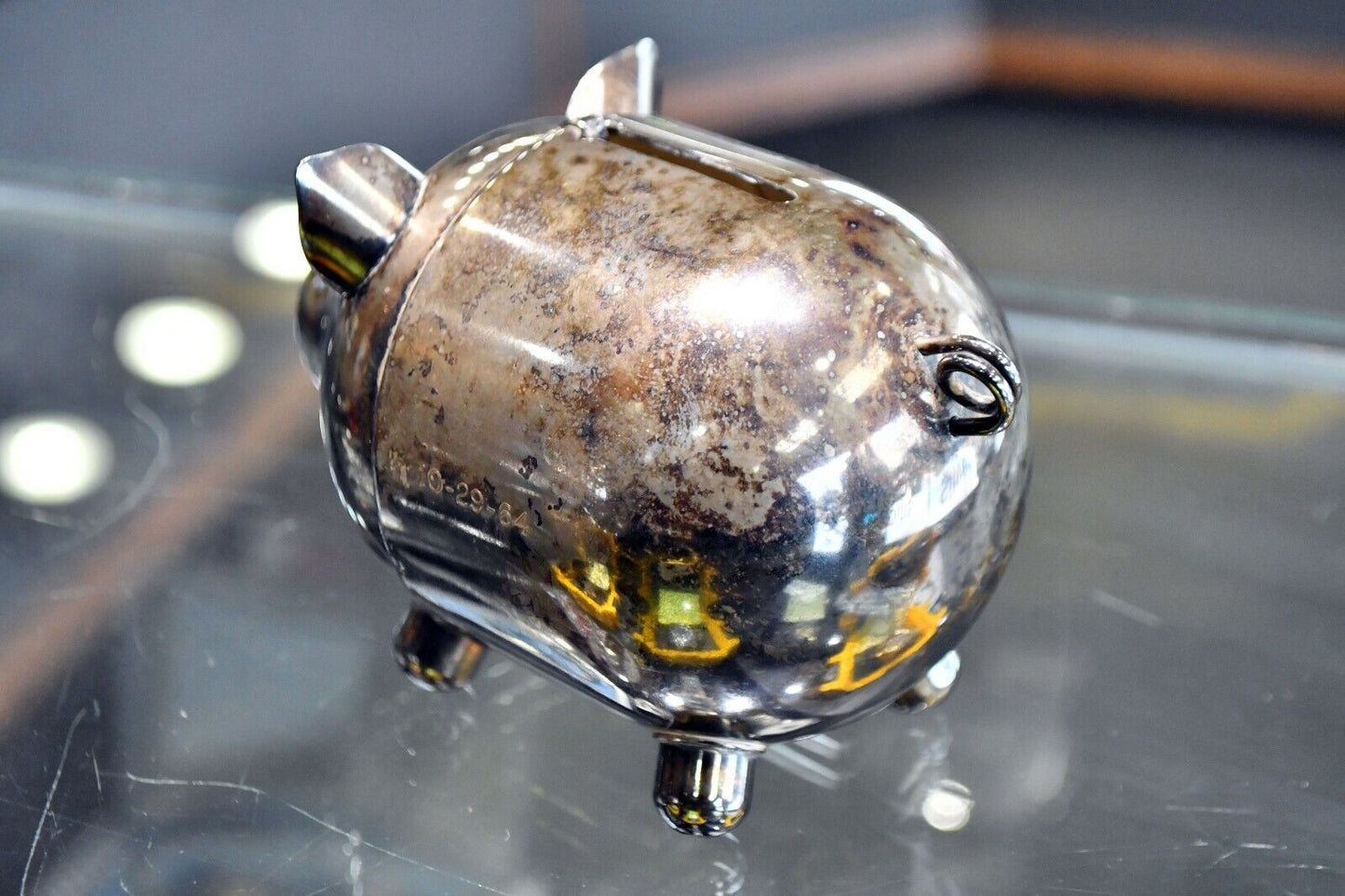1964 Napier Silver Plate Piggy Bank 4 1/4"