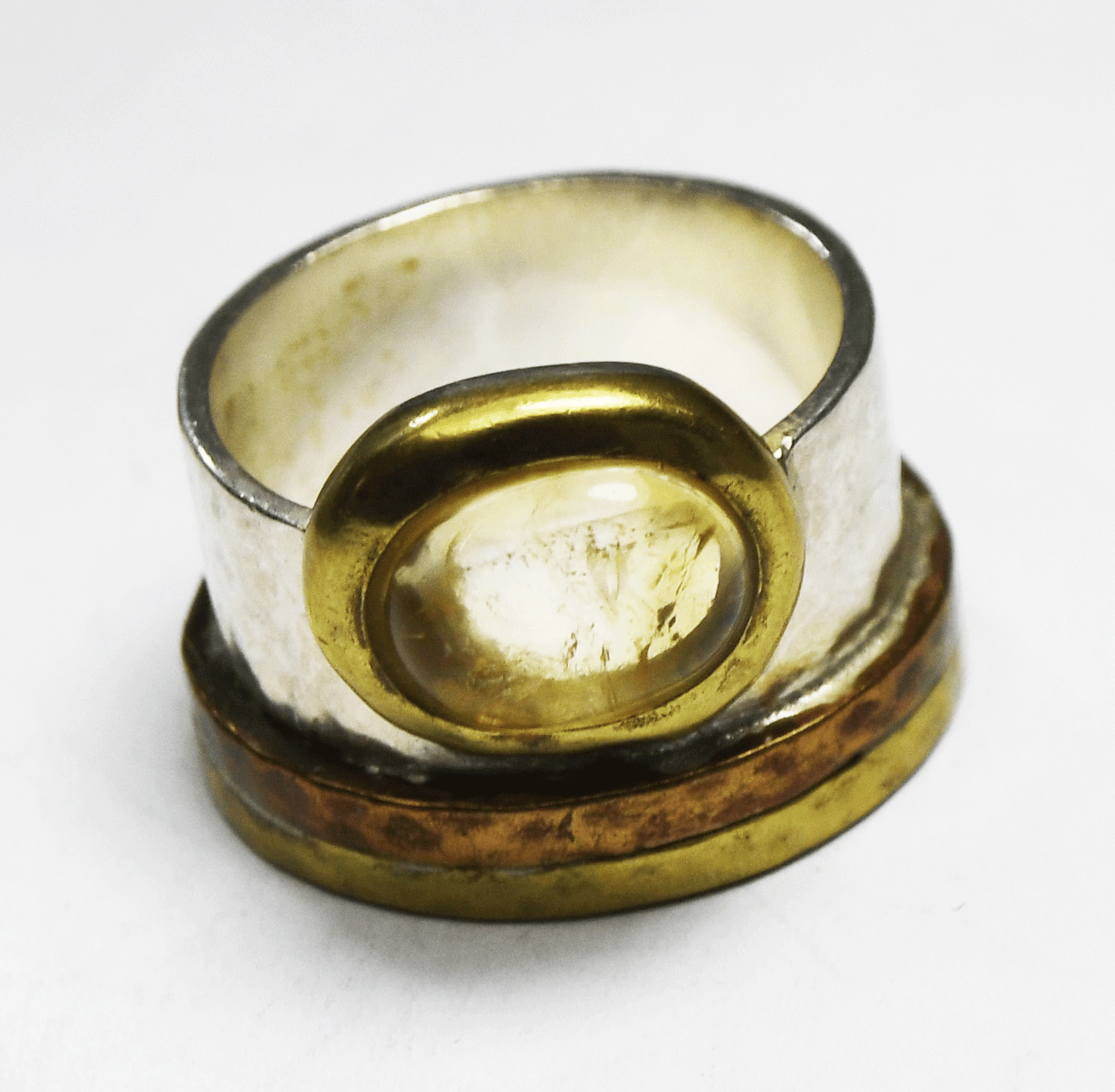 Sterling Silpada Metallic Mix R3364 Citrine Ring Copper 3-Tone 16mm Size 7