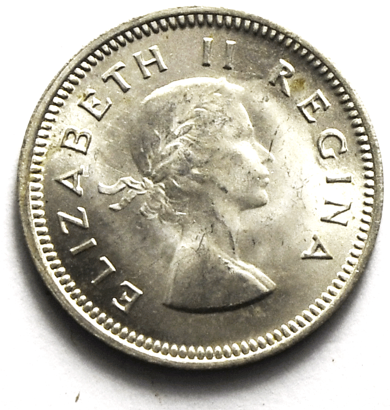 1964 South Africa 3p Three Pence Silver Coin KM# 47 Uncirculated