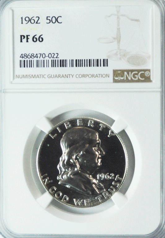 1962 50c Franklin Proof Silver Half Dollar Fifty Cents NGC PF66 Gem Uncirculated