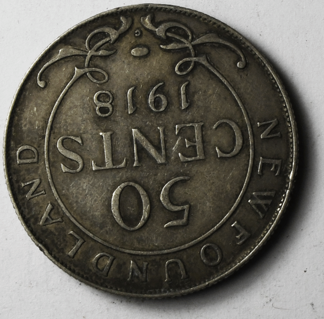 1918 C 50c Canada Newfoundland KM# 12 Rare Low Mintage