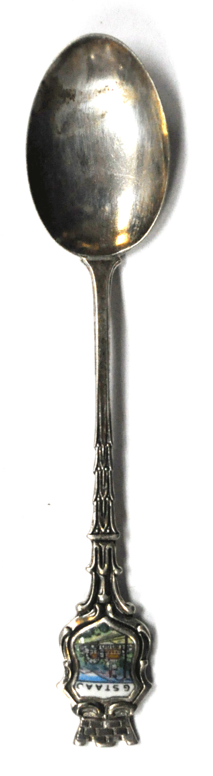 Silver Plated Gstaad Switzerland Enamel Souvenir Spoon 4-1/4"