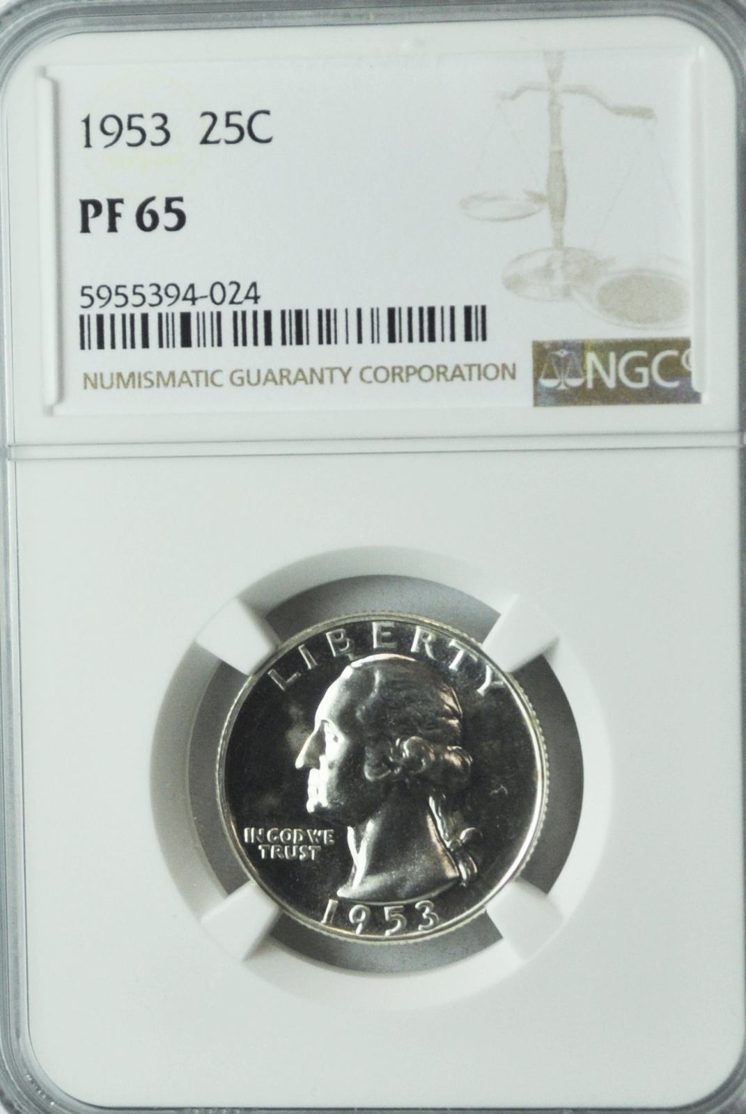 1953 25c Washington Proof Silver Quarter Dollar NGC PF65 FS-901 Recut Feathers