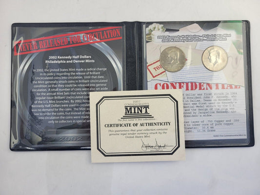 2002 Kennedy Half Dollar P and D First Commemorative Mint Confidential