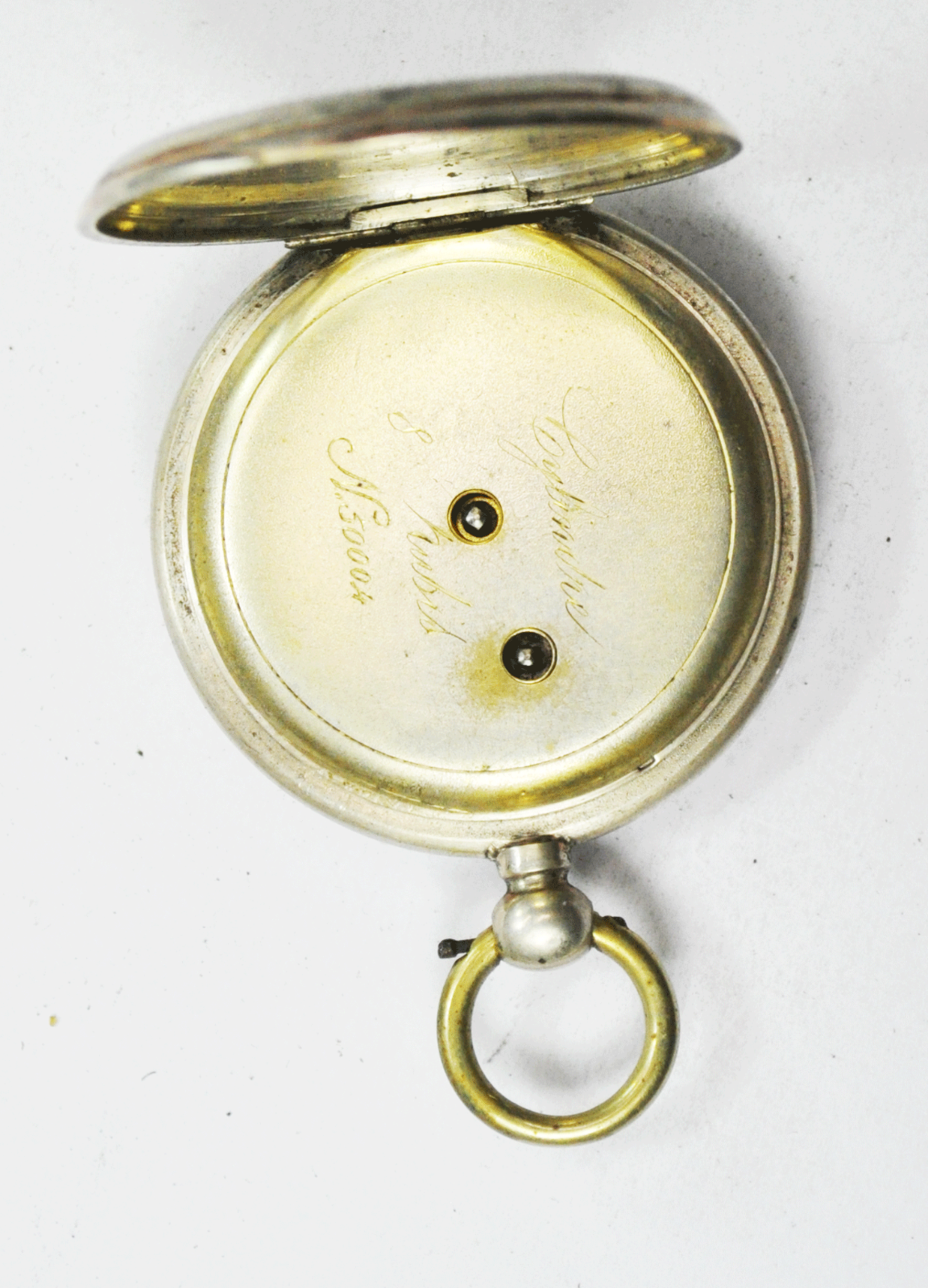 Antique Swiss 8 Rubis Cylindre German Monogram KW KS 49mm 800 Fine Case Running