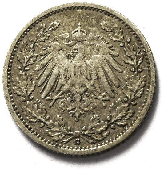 1905 G Germany Empire 1/2 Half Mark KM# 17 Silver Coin