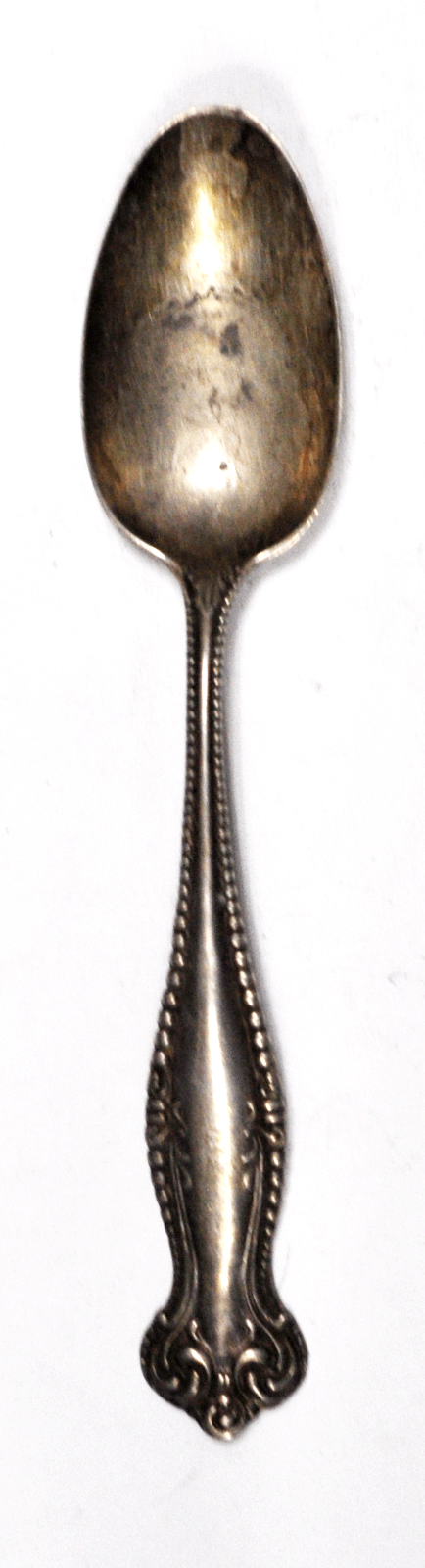Antique Sterling Silver Towle Canterbury Teaspoon 5-5/8" Beaded Edge Spoon