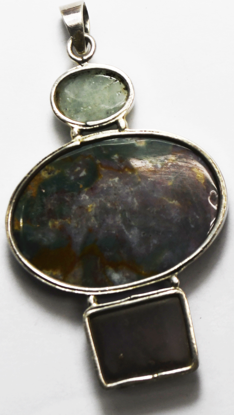 Sterling Silver Fancy Jasper Quartz Large Pendant 3" x 43mm