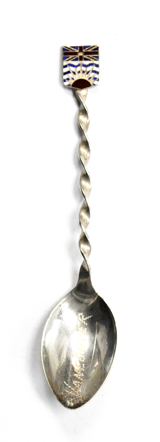 Sterling Silver Vancouver BC Canada Souvenir Spoon Enamel 4-3/8"