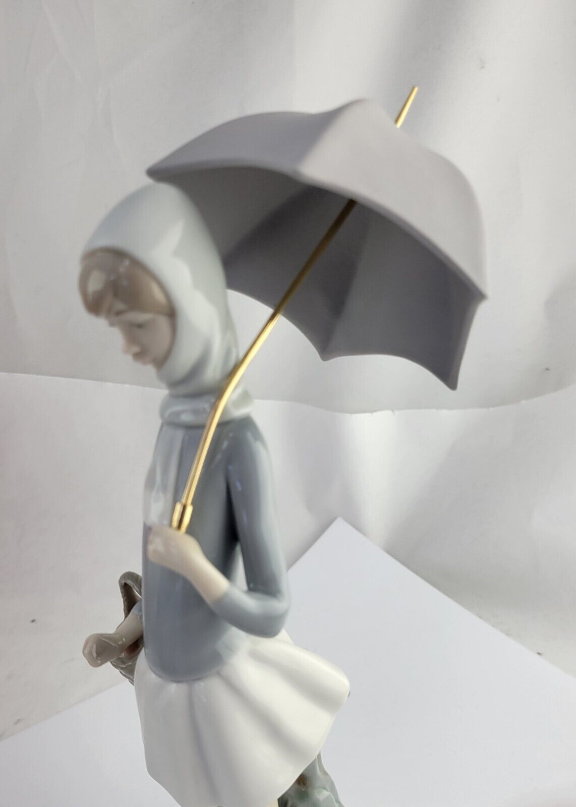 Lladro Figurine GIRL WITH UMBRELLA BASKET & DUCKS GEESE #4510 Retired Mint