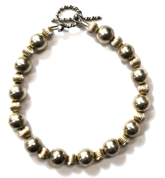 Sterling Silver Sunwest Round Disco Ball Beaded Toggle Bracelet 8mm  7.5"