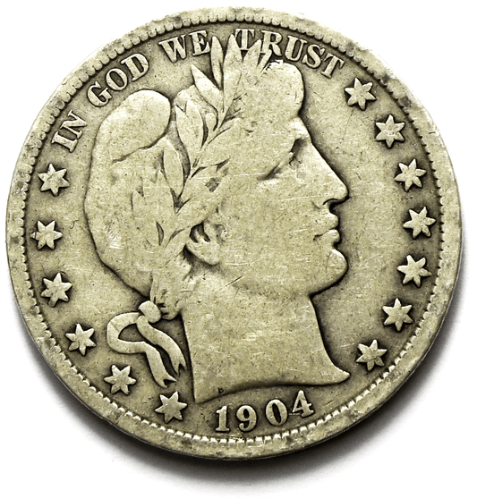 1904 50c Barber Silver Half Dollar Fifty Cents US Philadelphia
