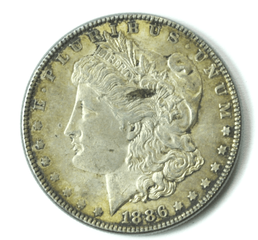 1886 $1 Morgan Silver One Dollar US Philadelphia AU Lamination Obverse