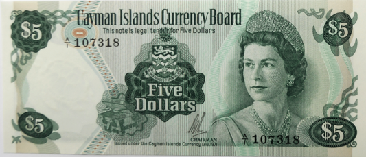 1971 Cayman Islands $5 Five Dollars Uncirculated Banknote A/1 107318