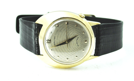 1950's Mens 14k Solid Yellow Gold Hamilton Electric Spectra 500 Spiral Dial 35mm