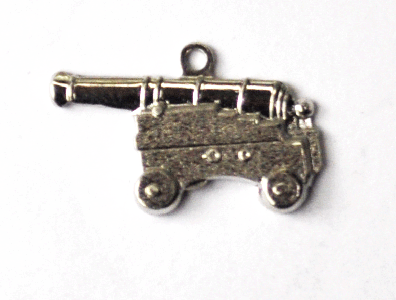 Sterling Silver Bruce 2-D Artillery Cannon Charm 20mm x 13mm