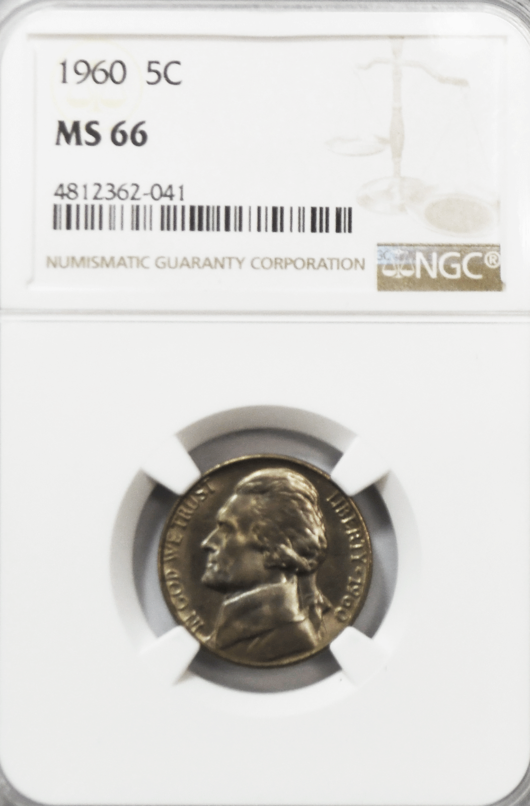 1960 5c Jefferson Nickel Five Cents NGC MS66 BU Philadelphia