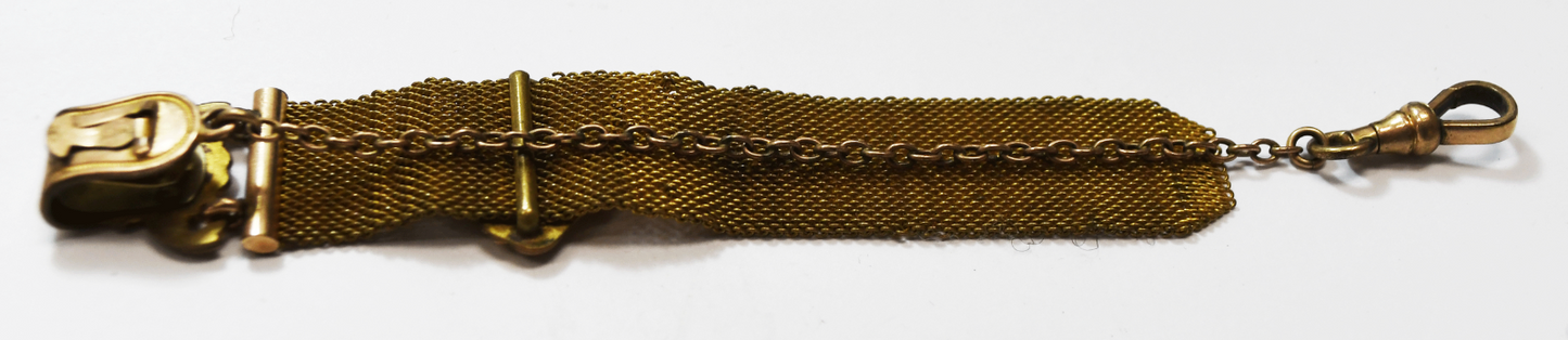 Gold Filled Pocket Watch 5" Chain 4-5/8" 24mm Mesh Clip