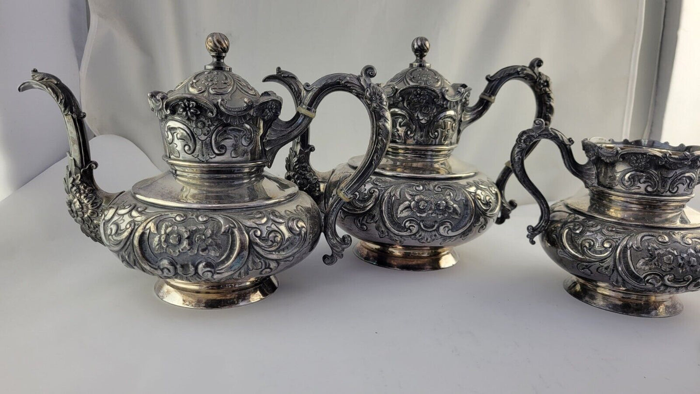 Rogers Smith Victorian Quadruple Plate 5pc Coffee & Tea Service Set  Meriden CT