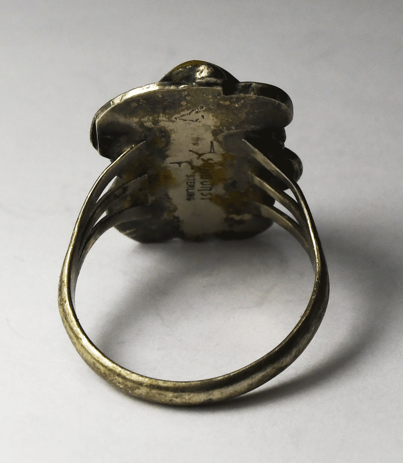 Sterling Silver Sunburst F Yellow MOP Floral Ring 25mm Size 10
