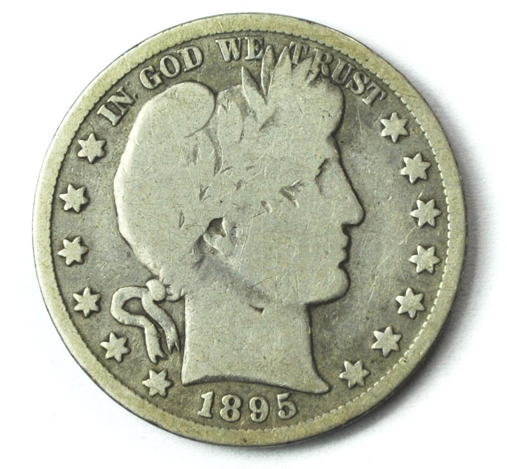 1895 50c Barber Silver Half Dollar Fifty Cents US Philadelphia