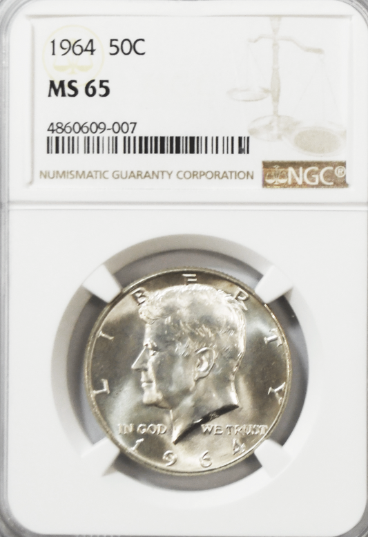 1964 50c Kennedy Silver Half Dollar Fifty Cents MS65 NGC Philadelphia