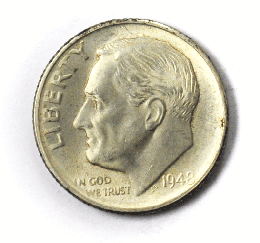 1948 S/S 10c Roosevelt Silver Dime San Francisco Rare AU FS-501