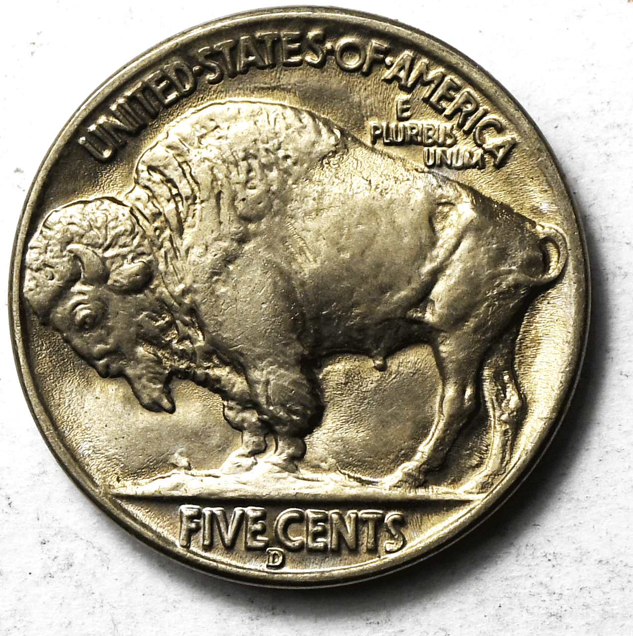 1938 D 5c Buffalo Nickel Five Cents Denver Uncirculated