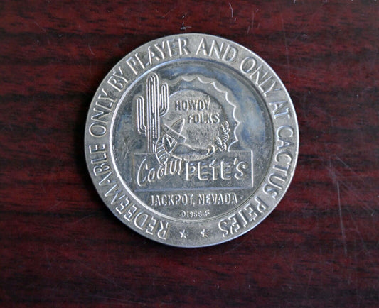 1966 Cactus Pete's Dollar Gaming Casino Slot Token Jackpot, Nevada Original