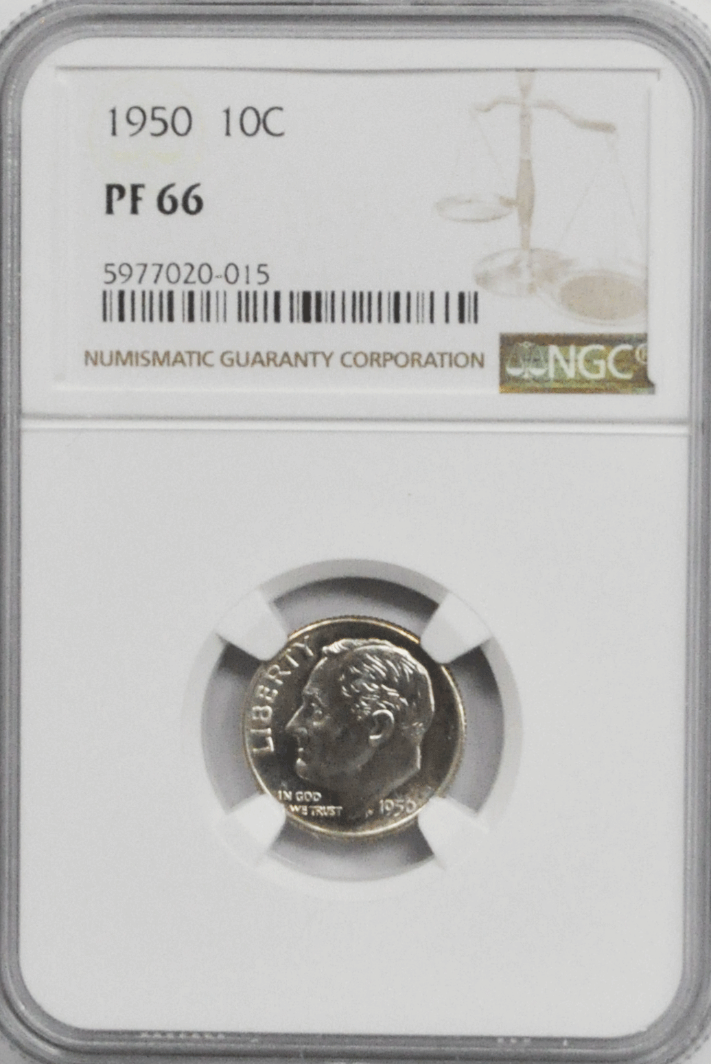 1950 10c Roosevelt Silver Proof Dime Ten Cents NGC PF66