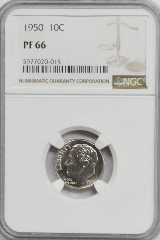 1950 10c Roosevelt Silver Proof Dime Ten Cents NGC PF66