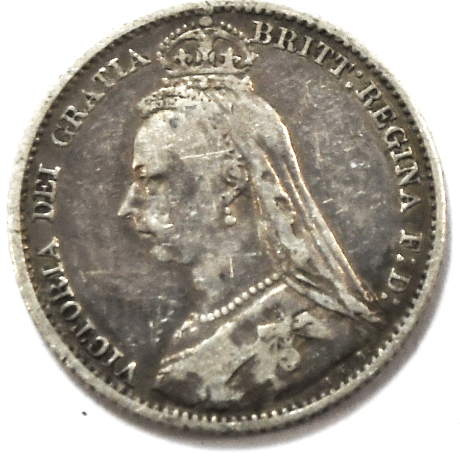 1889 Great Britain 6 Six Pence KM# 760  Silver Coin