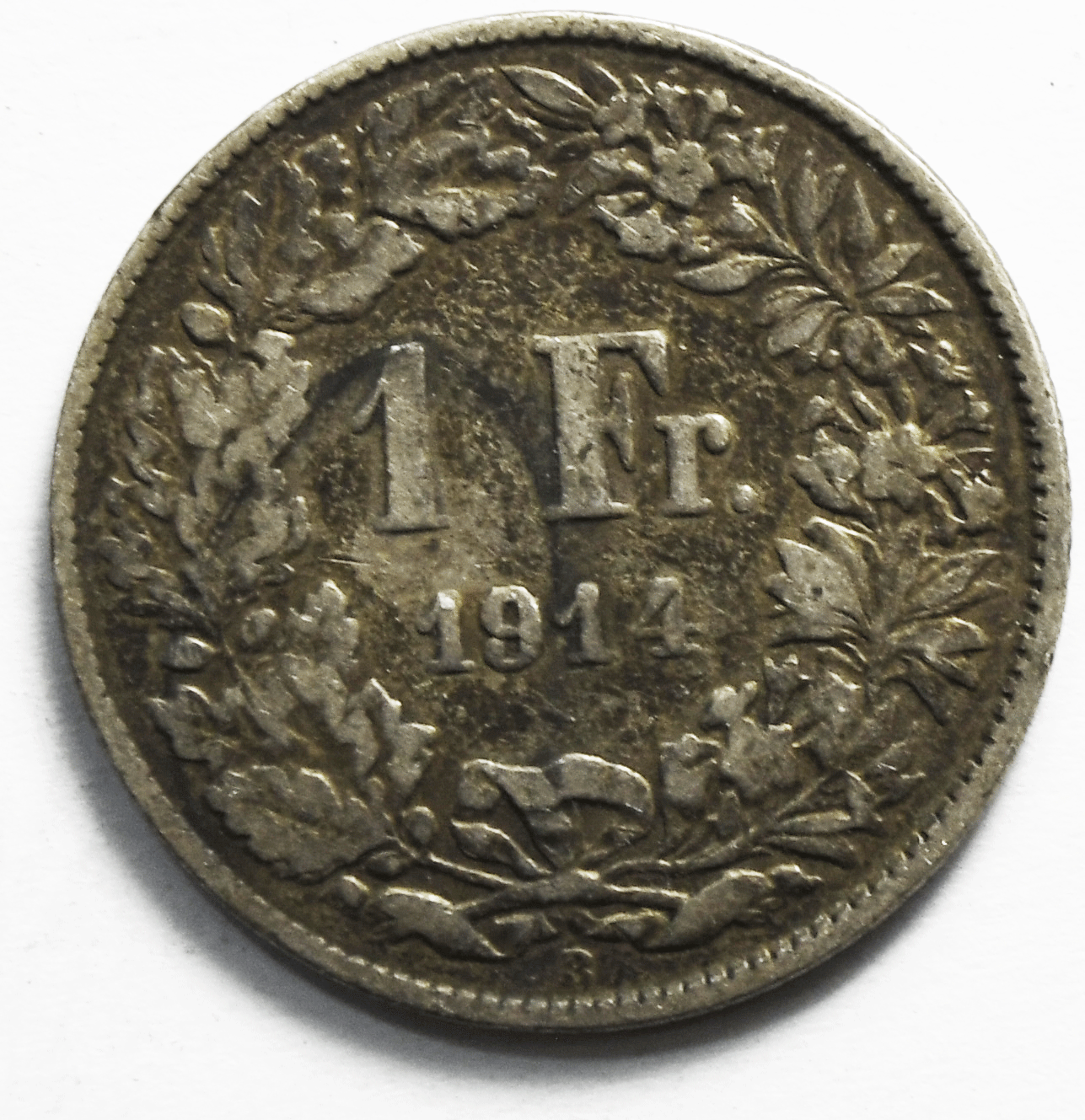 1914 B Switzerland One Franc KM# 24 Silver Coin