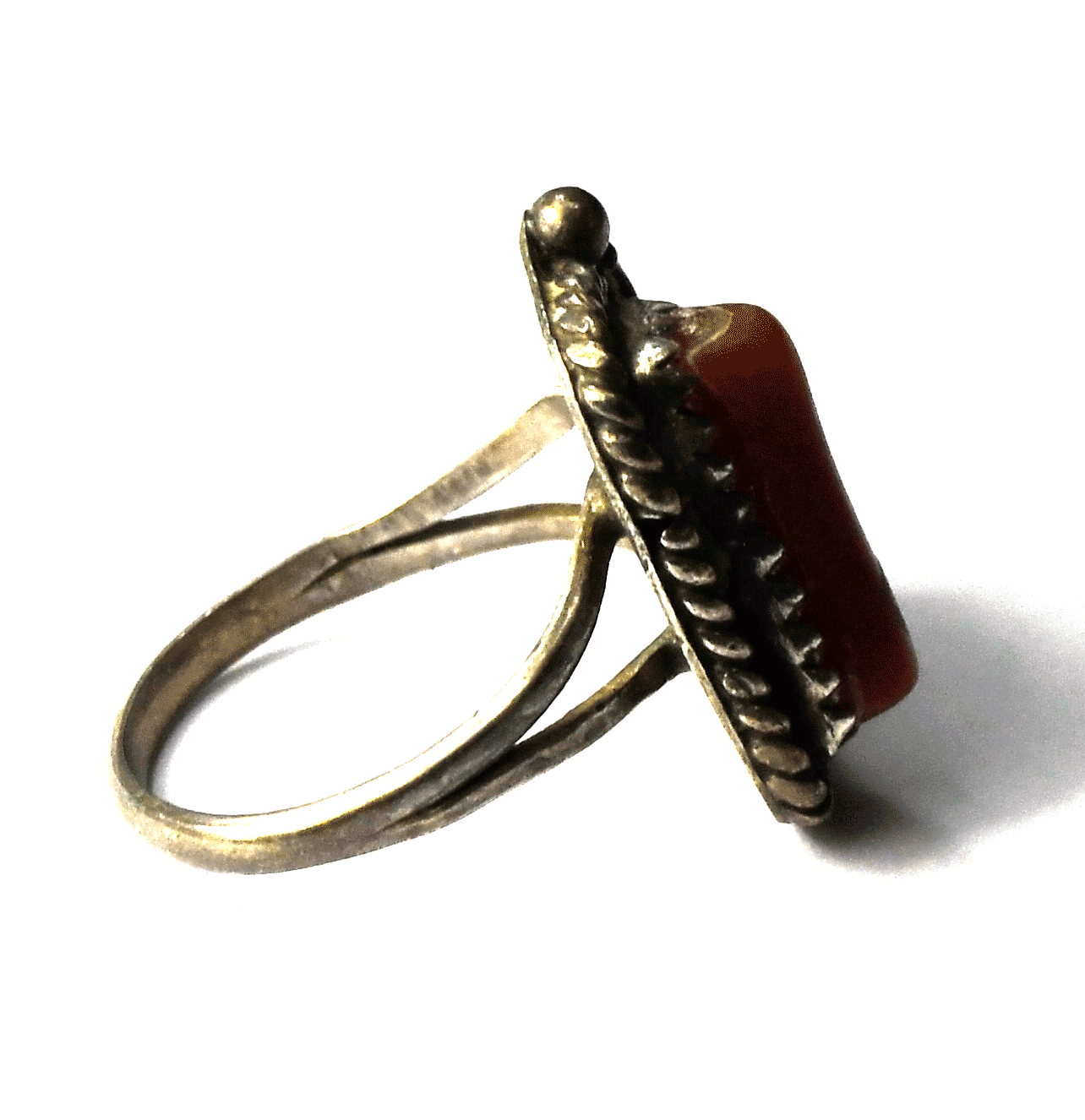 Sterling Silver Antique Red Coral Floral Leaf Ring mm Size 5-1/2