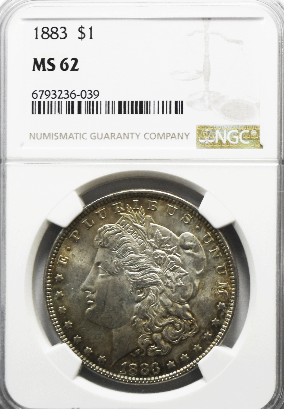 1883 $1 Morgan Silver Dollar MS62 NGC Uncirculated Philadelphia
