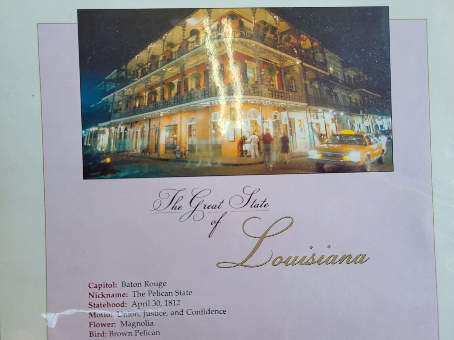 2003 United States Commemorative Gallery Uncut, Uncirculated $1 Bills Louisiana