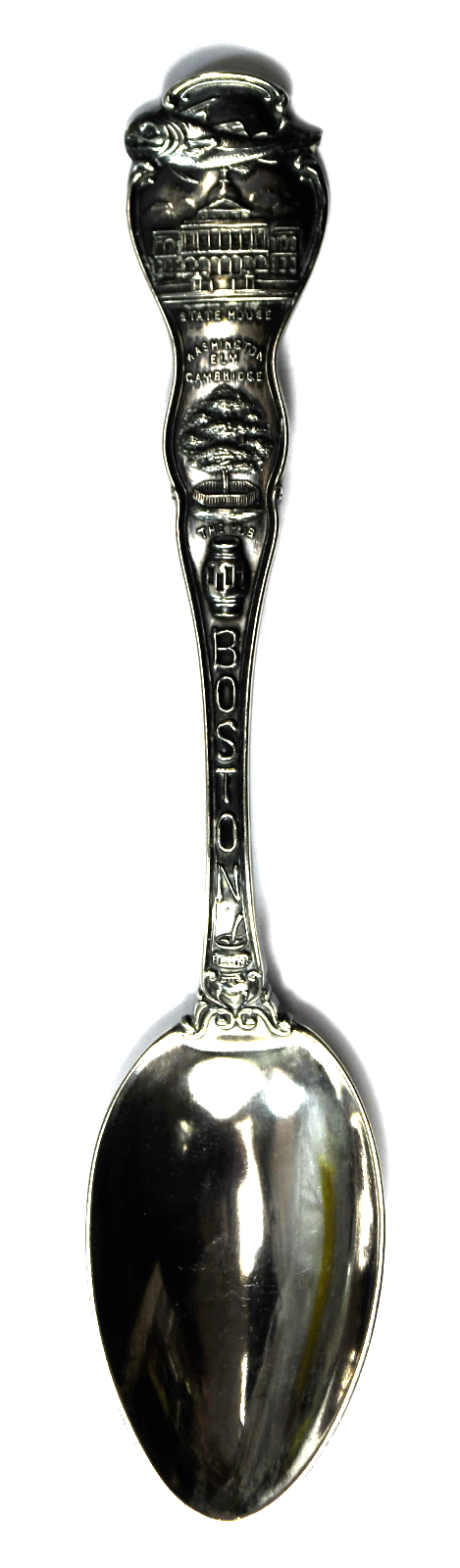 Sterling Mechanics Boston Massachusetts Souvenir Fish Spoon 5-7/8" Beans