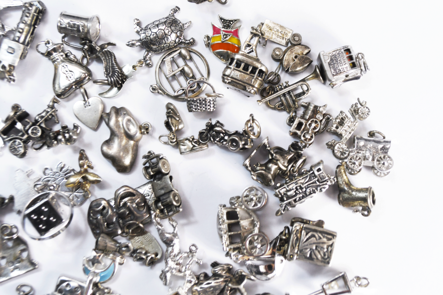 Lot of 59 Sterling Silver Charms Bell Sunwest Beau Danecraft Wells 193g