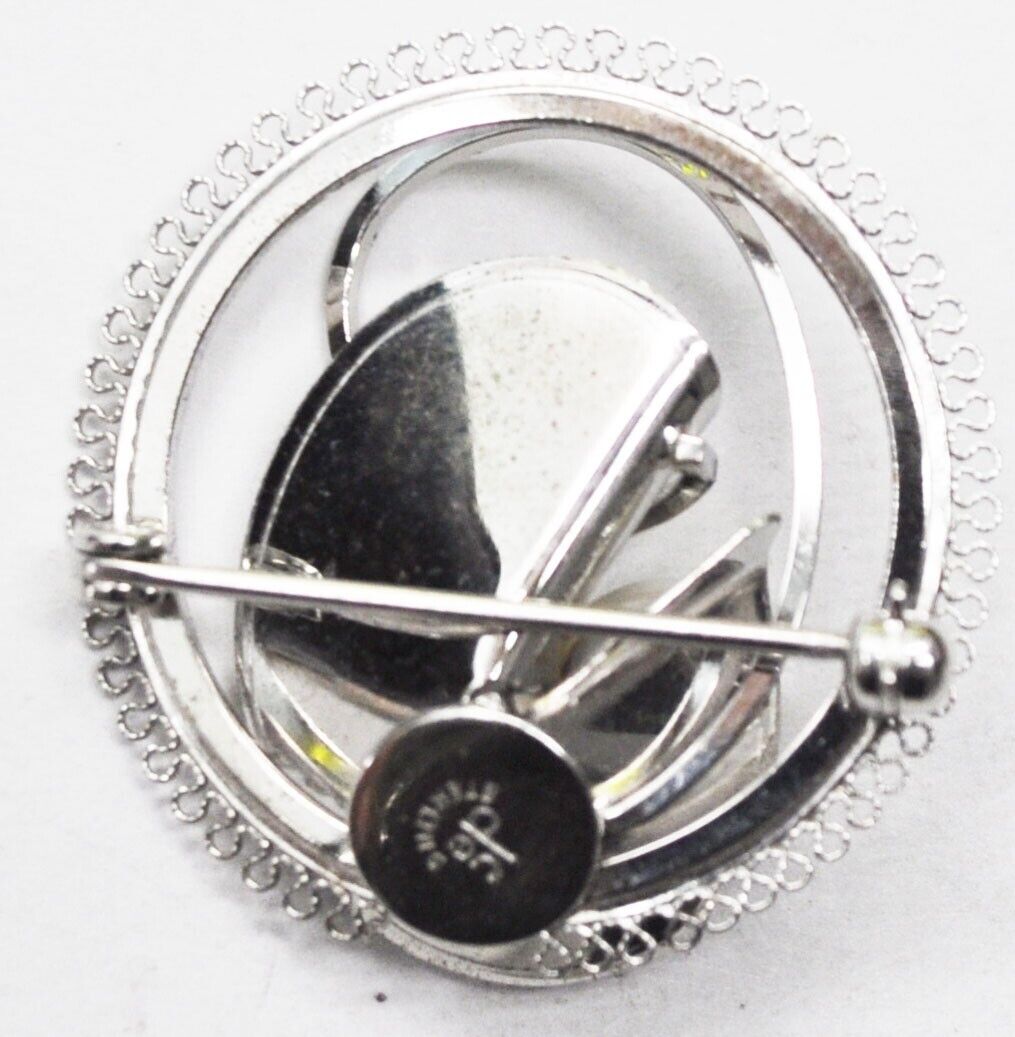 Sterling Silver DCE Curtis Designs Round Pearl Brooch Pin 31mm