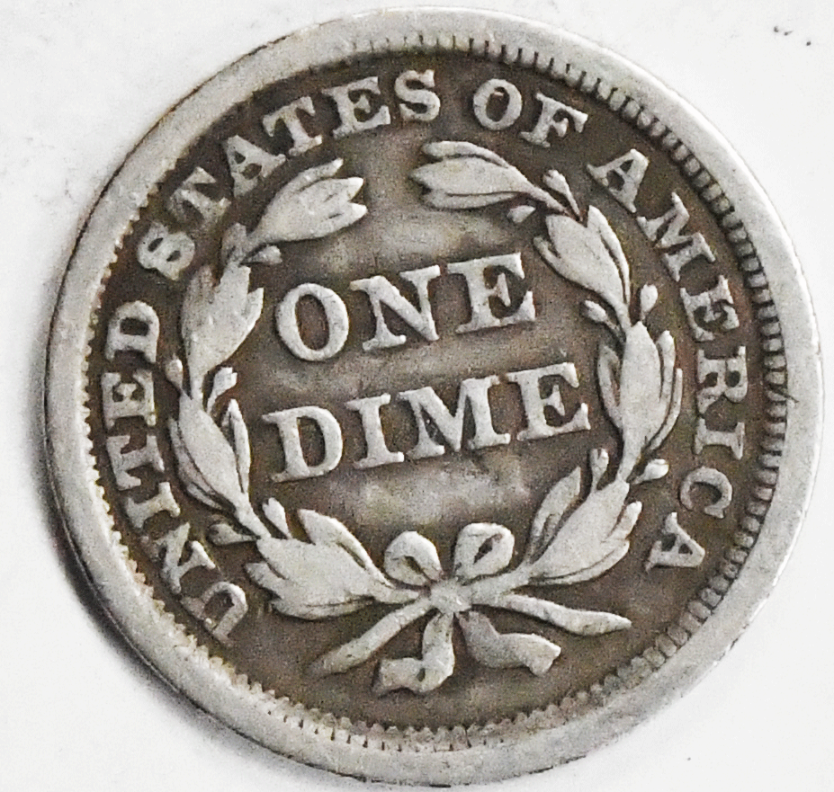 1857 10c Seated Liberty Silver Dime Ten Cents Philadelphia