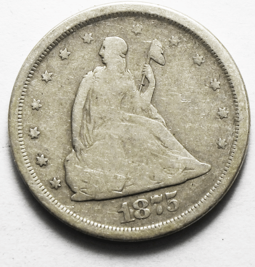 1875 S 20c Seated Liberty Silver Quarter Dollar Twenty Five Cents San Francisco