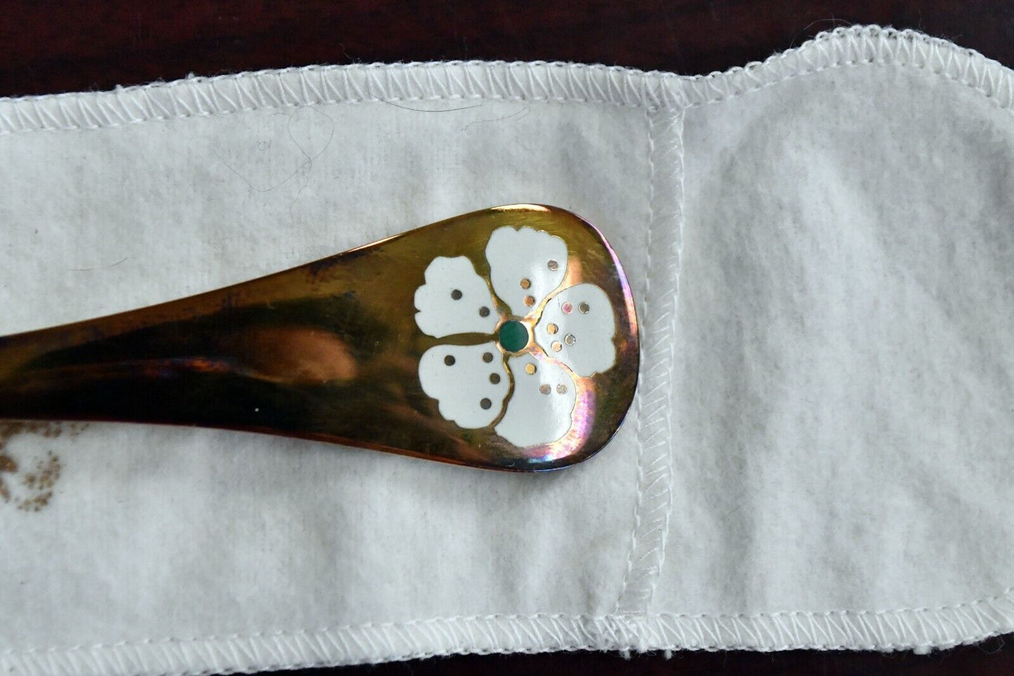 1971 Georg Jensen Annual Cherry Blossom Gold Wash Sterling Spoon Enameled 6"