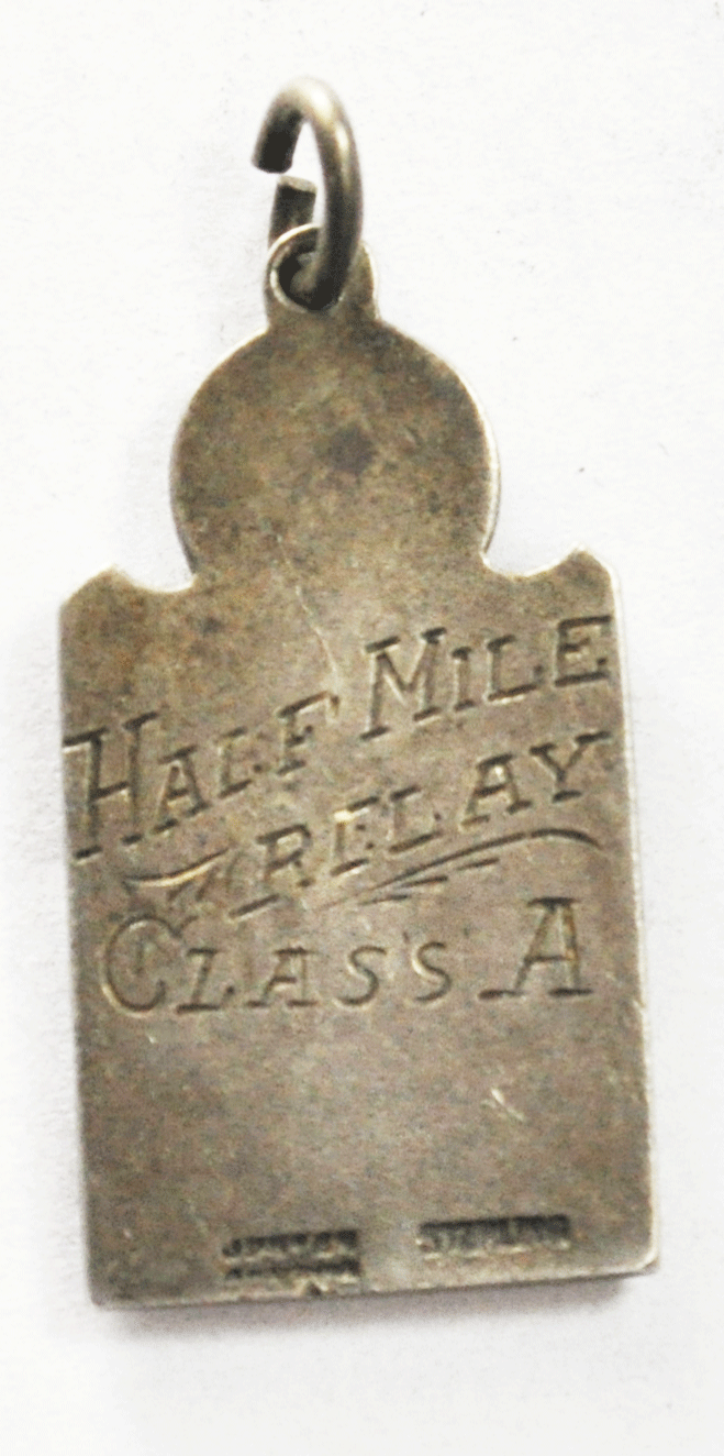 Sterling 1930 Baker University Relay Carnival Half Mile Charm Pendant 31mm